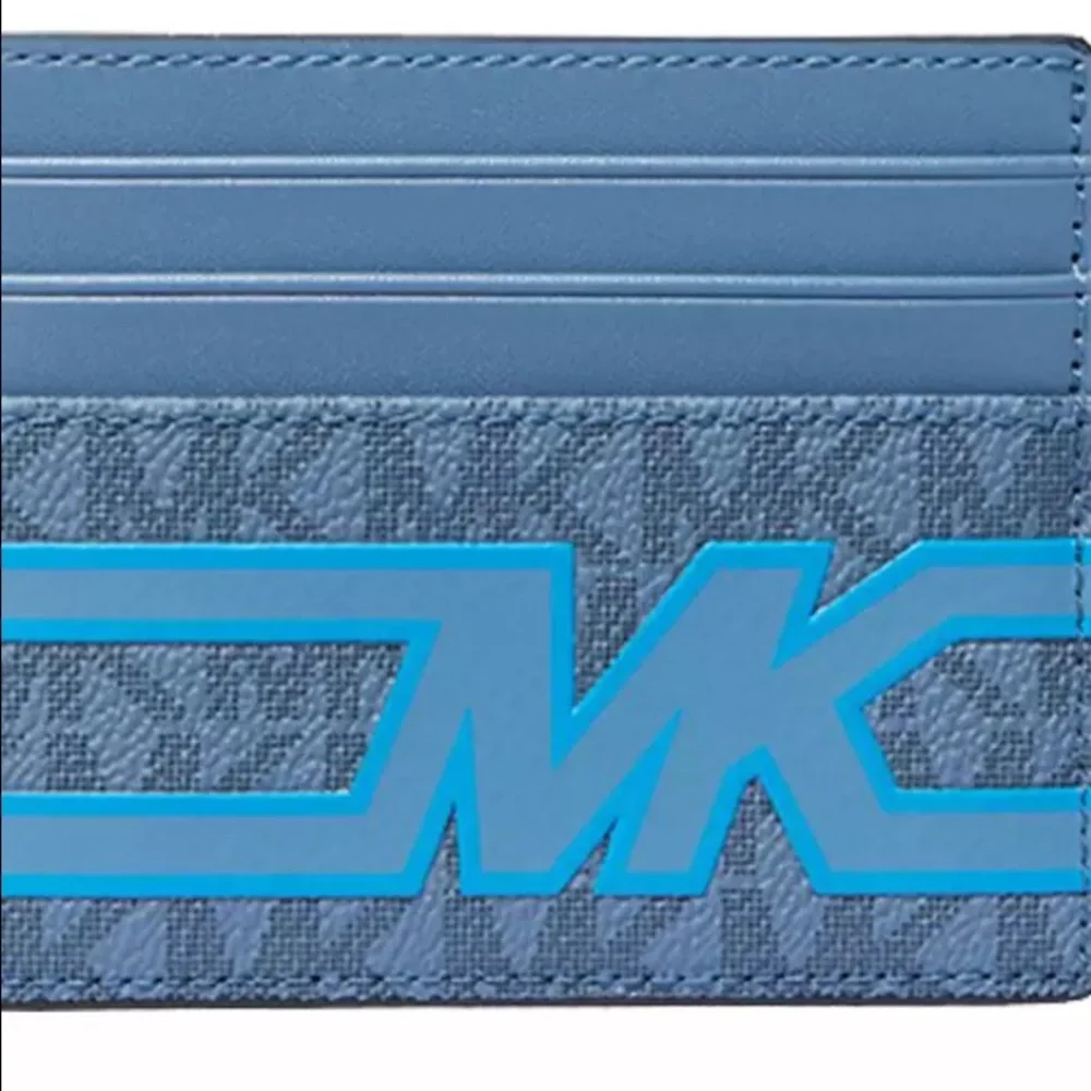 Michael Kors Cooper Graphic Logo Tall Card Case Denim Multi NWT